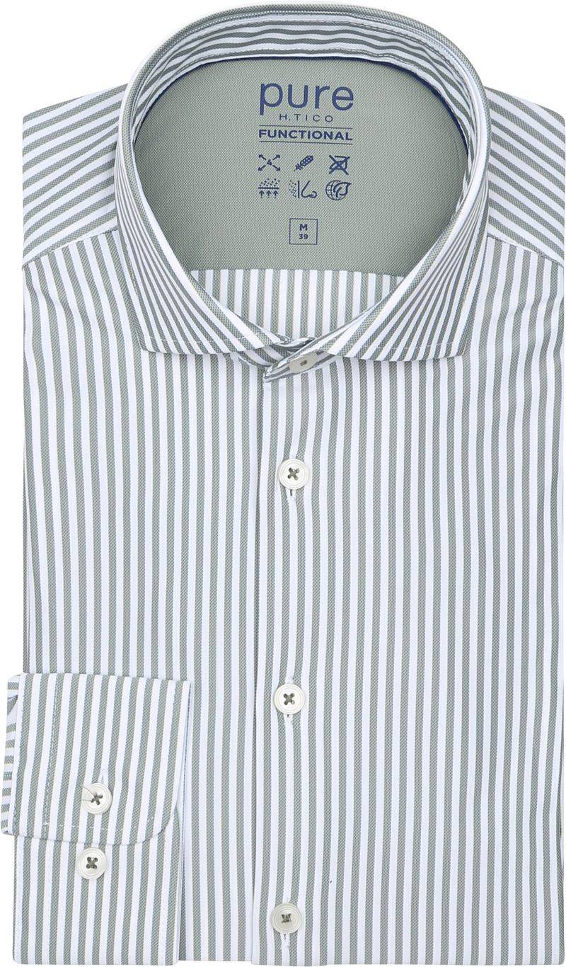 Pure The Functional Shirt Streifen Grün - Größe 38 von Pure