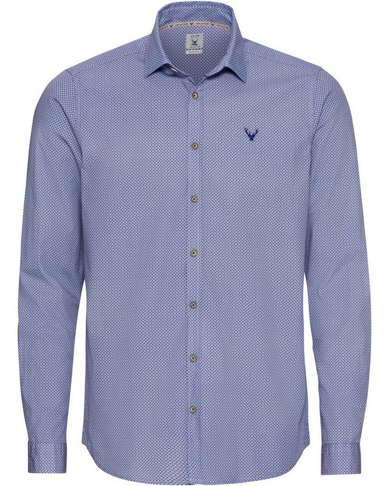 Pure Trachtenhemd Langarm-Hemd mit Allover-Druck von Pure