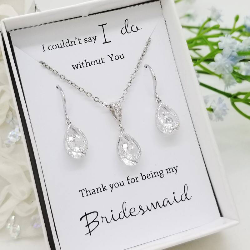 Teardrop-Design Mit Runder Form Kristallohrringe Und Halskette Ohrringe Cz-Halsketten-Set Passenden Ohrringen von PureCrystalSJ