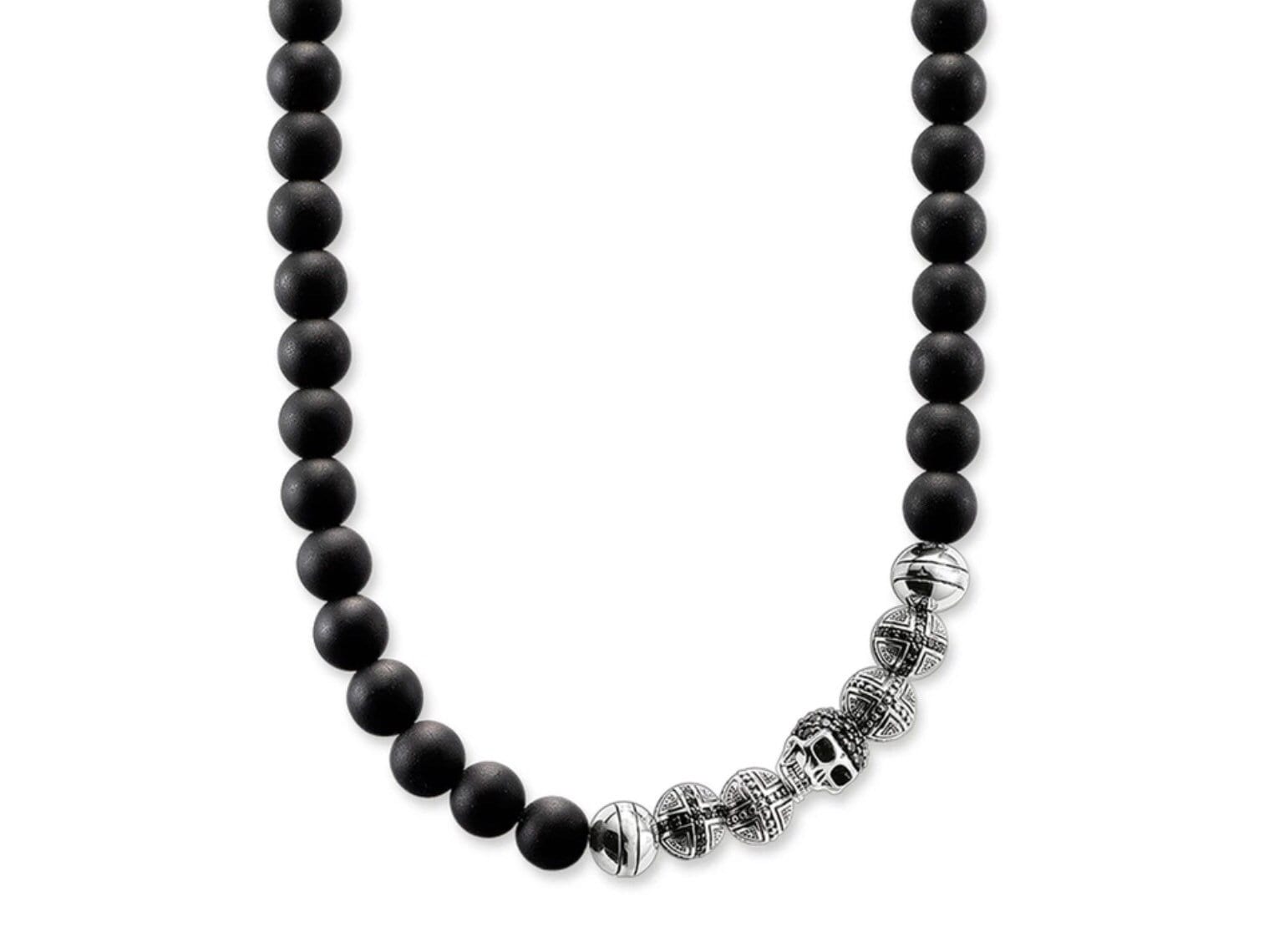 Obsidian Halskette Mit Sterlingsilberkugeln Schwarzen Zirkonen von PureEssentialDesigns
