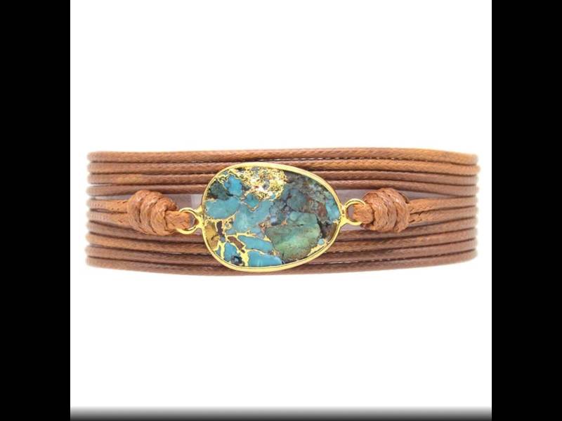 Wrap Armband Mit Natürlichen Halbedelstein Türkis Vergoldet von PureEssentialDesigns