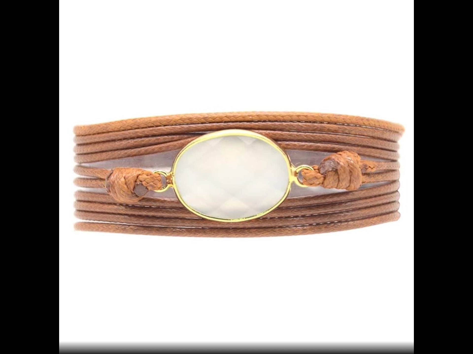 Wraparmband Mit Echtem Halbedelstein Mondstein Edelstahlschließe von PureEssentialDesigns