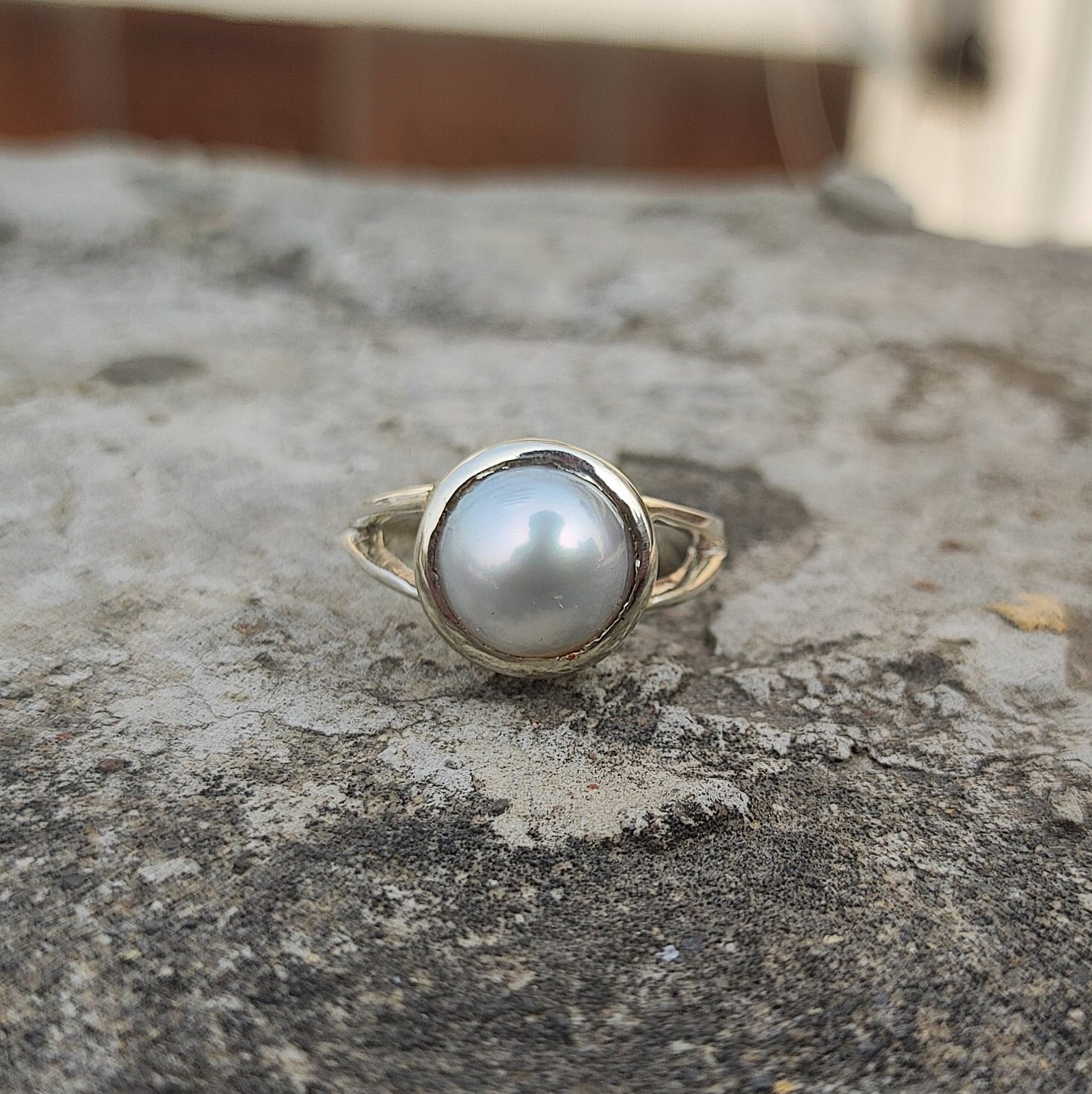 Perlen Ring in Silber, Südsee Perle Ring, Astrologie Edelstein Weiße Moti Perlen Ring in Silber, Südsee Perle Ring, Astrologie Edelstein Weiße Moti von PureGemsWorld