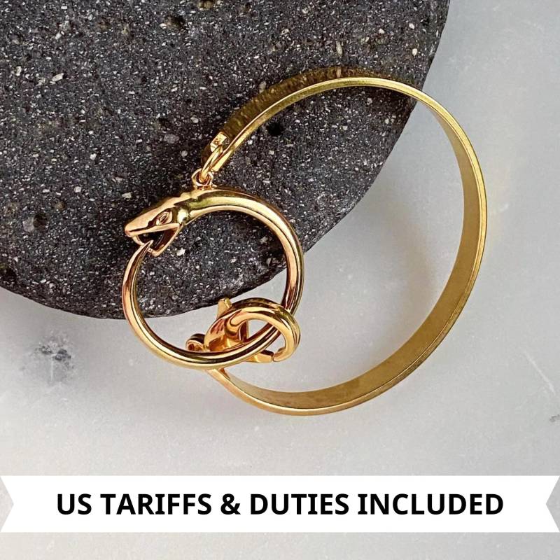 Schlange Gold Manschette Armband, Flach Armband Mit O Ring, Unode50 Style Bangle Geschenk Für Sie, Freundin Geschenk, Cobra von PureGreekSandals