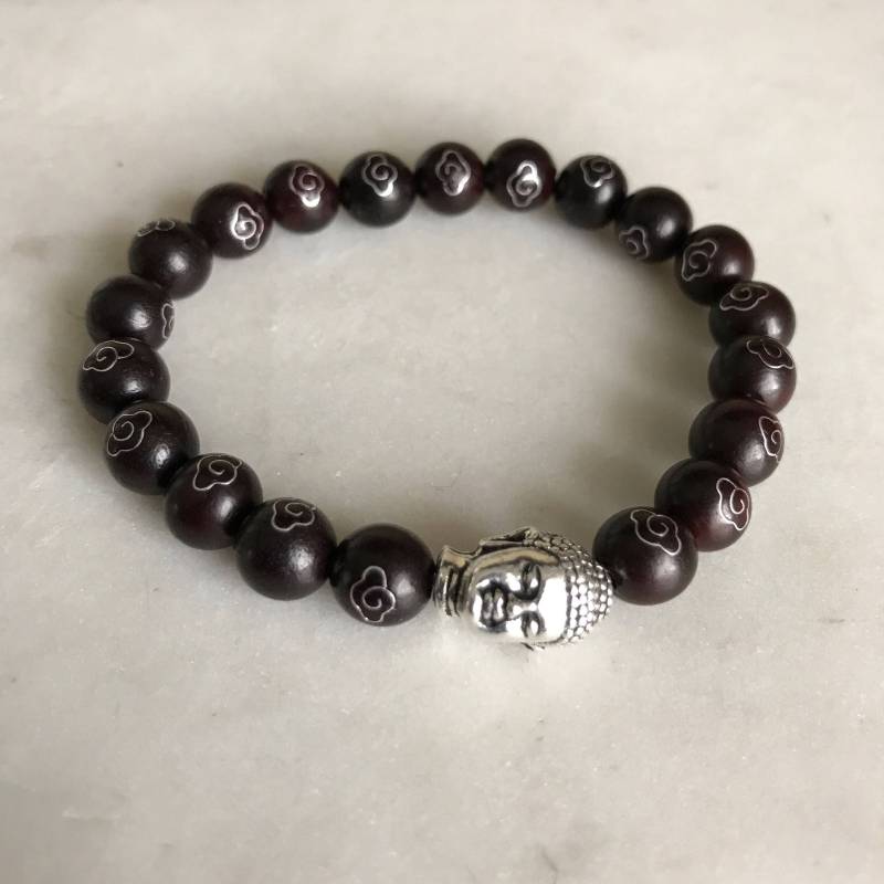 Einzigartige Silber Draht Wolke Set in Den Holz Perlen Armband Buddha Armband, Yoga Schmuck Meditation Energie Mala Einzigartige Silber Draht Wolke Set in Den Holz Perlen Armband Buddha Armband, Yoga Schmuck Meditation Energie Mala von PureOneJewelry