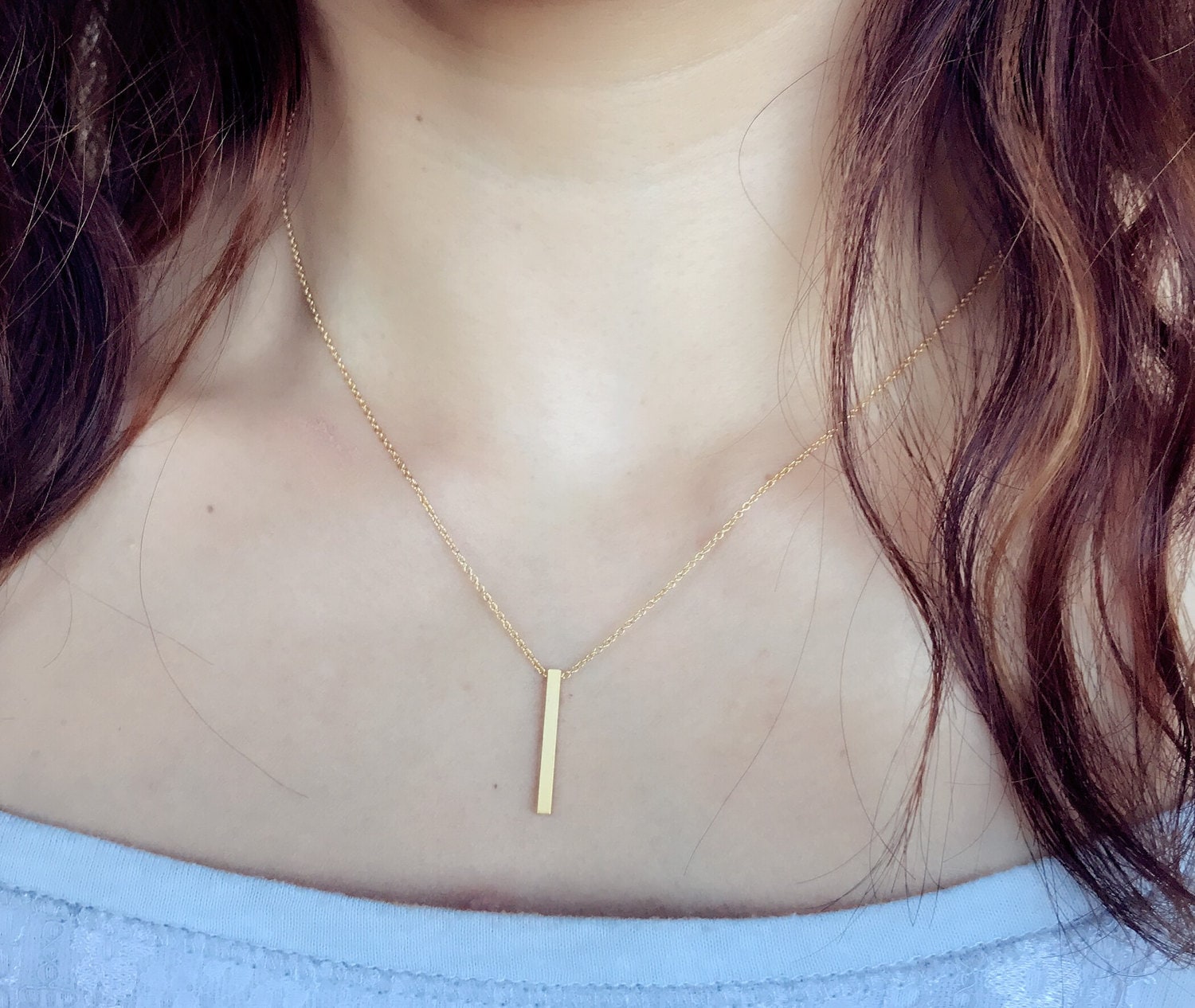 Gold Vertikale Bar Halskette -Gold -Moderne Halskette- Stick - Einfache Gold Vertikale Bar Halskette -Gold -Moderne Halskette- Stick - Einfache von PureOneJewelry