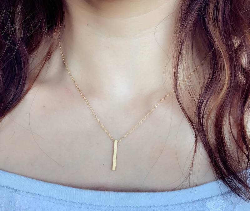 Gold Vertikale Bar Halskette -Gold -Moderne Halskette- Stick - Einfache Gold Vertikale Bar Halskette -Gold -Moderne Halskette- Stick - Einfache von PureOneJewelry