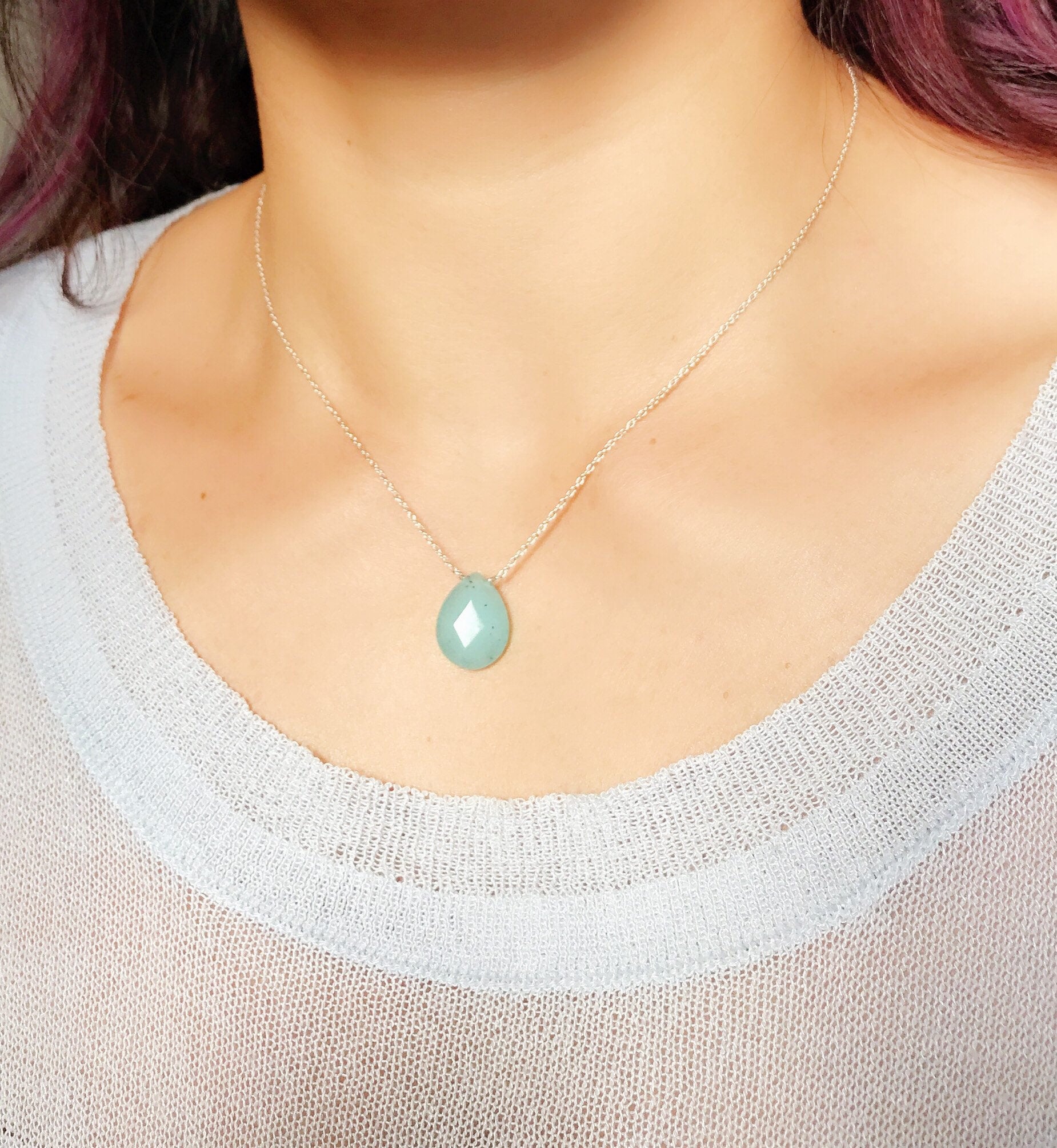 Hellblaue Oder Gelbe Jade Facettierte Briolette Halskette, Tropfen Anhänger, Brautjungfern Boho Strand Hochzeit Hellblaue Oder Gelbe Jade Facettierte Briolette Halskette, Tropfen Anhänger, Brautjungfern Boho Strand Hochzeit von PureOneJewelry