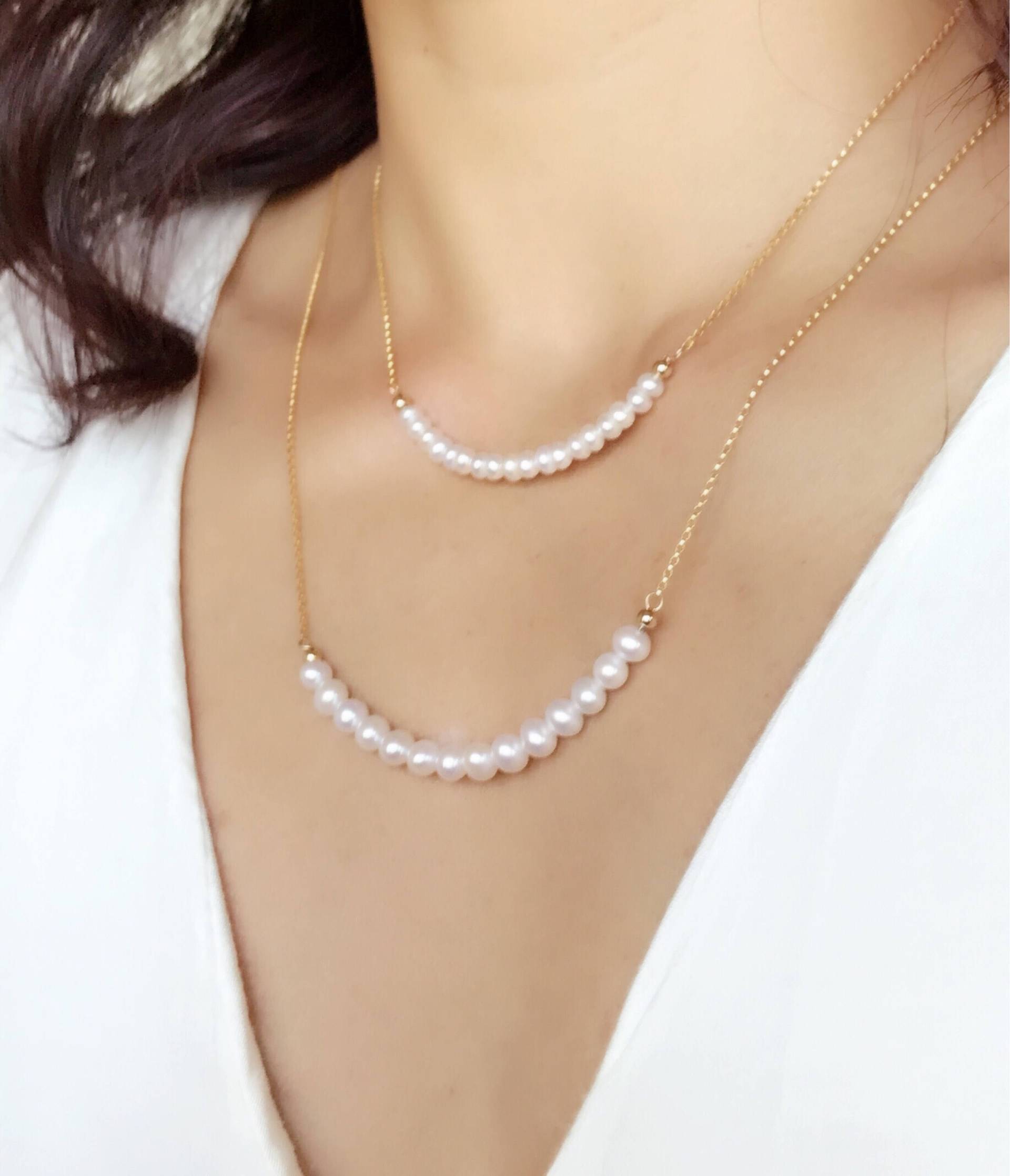 Perlenreihe Halskette, Juni Birthstone, Weiß Süßwasser Perle Schmuck, Birthstone Hochzeitsschmuck, Perlen Bar Halskette Perlenreihe Halskette, Juni Birthstone, Weiß Süßwasser Perle Schmuck, Birthstone Hochzeitsschmuck, Perlen Bar Halskette von PureOneJewelry