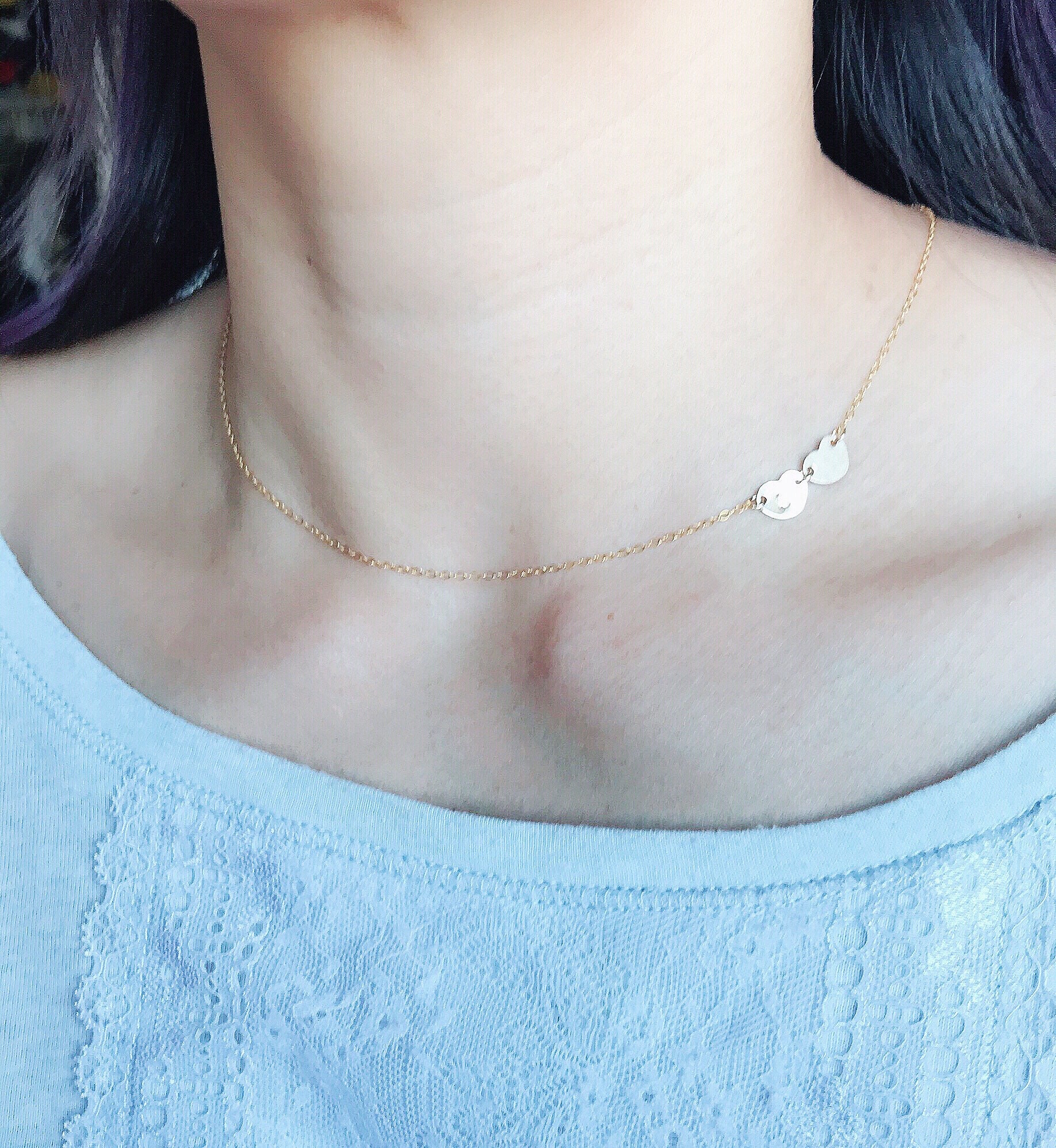 Zierliche Gold Gefüllt Und Silber Initial Herz Halskette, Einfache, Zarte Chocker Leere Oder Personalisierte Seitlich Halskette Zierliche Gold Gefüllt Und Silber Initial Herz Halskette, Einfache, Zarte Chocker Leere Oder Personalisierte Seitlich Halskette von PureOneJewelry
