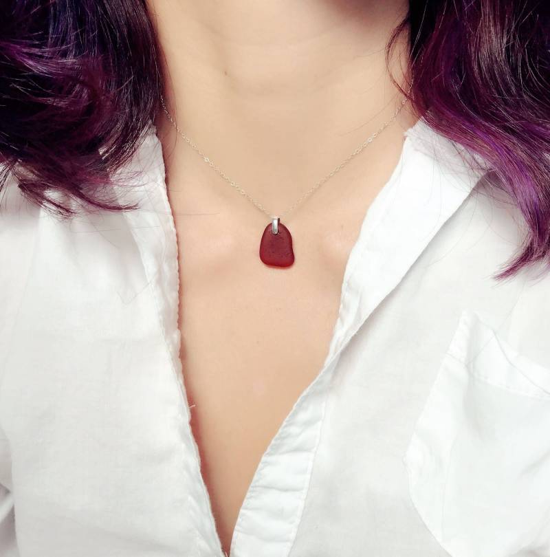 sterling Silber Seeglas Halskette, Layering Halskette Mit Echtem Elegante Echtes Schmuck sterling Silber Seeglas Halskette, Layering Halskette Mit Echtem Elegante Echtes Schmuck von PureOneJewelry