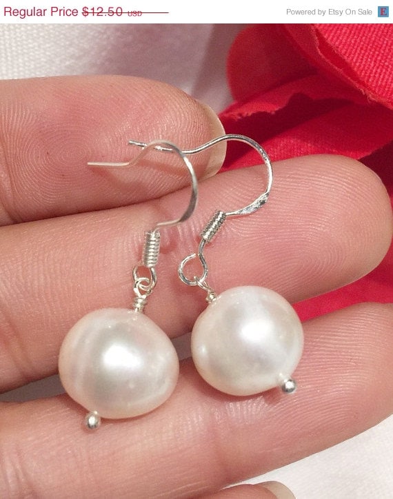 Elfenbein Weiße Süßwasserperle Ohrringe Sterling Silber Brautschmuck von PurePurePearl