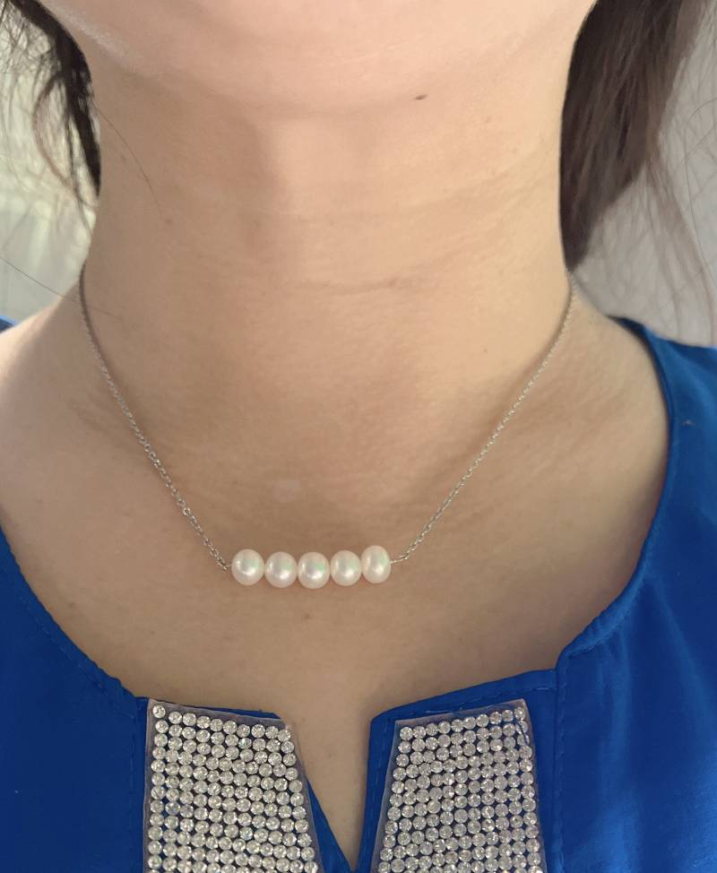 Elfenbein Weiße Süßwasserperlenkette Brautschmuck 925 Silber von PurePurePearl