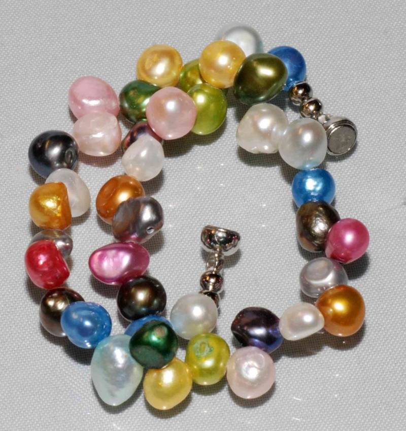 Regenbogen Süßwasser Perlen Armband Multicolor Brautschmuck | 16-20 cm von PurePurePearl