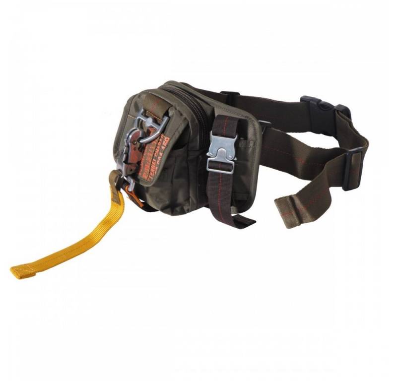 PureTrash Bauchtasche Bauchtasche, Nylon, "PT", oliv, Karabinerhaken (Packung), Karabinerhaken von PureTrash