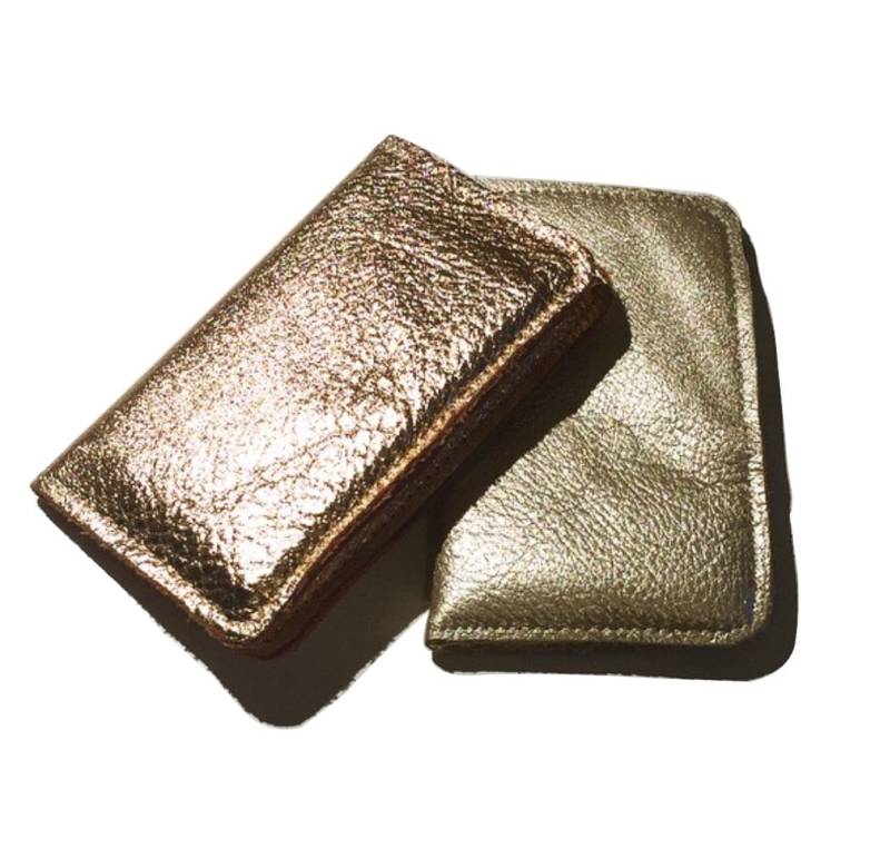 Personalisierte Leder Stieg Gold Metallic Fold Geldbörse von Puregoldltd