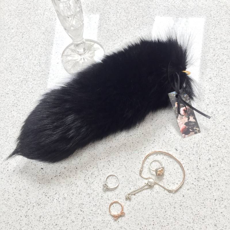 Tiefschwarz Fuchs Pelz Schweif Schlüsselring Tiefschwarz Fuchs Pelz Schweif Schlüsselring von Puregoldltd