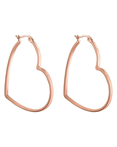 PURELEI® Big Love Ohrringe (Rosegold), Wasserfeste Damen Ohrringe in Herzform, Creolen aus Edelstahl, Geschenk für Frauen von Purelei