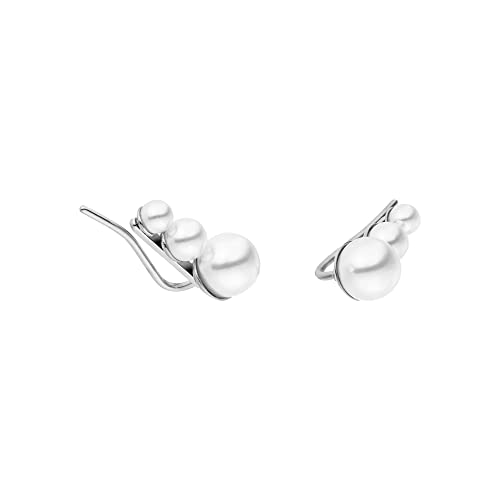 PURELEI® Finesse Ohrringe (Silber), Wasserfeste Damen Ohrringe mit 3 eleganten Perlen, Ohrstecker aus Edelstahl für festliche Anlässe, Geschenk für Frauen von Purelei