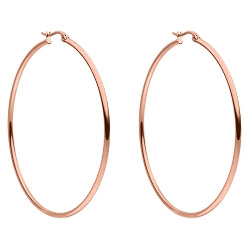 PURELEI® Hoops Ohrringe (Rosegold), Wasserfeste Ohrringe für Damen, Creolen aus Edelstahl, Geschenk für Frauen, 63mm Durchmesser von Purelei