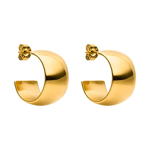 PURELEI® Signature Bold Ohrringe (Gold), Wasserfeste Damen Ohrringe, Kleine, dicke, elegante Creolen aus Edelstahl, Geschenk für Frauen, 18 mm Durchmesser von Purelei