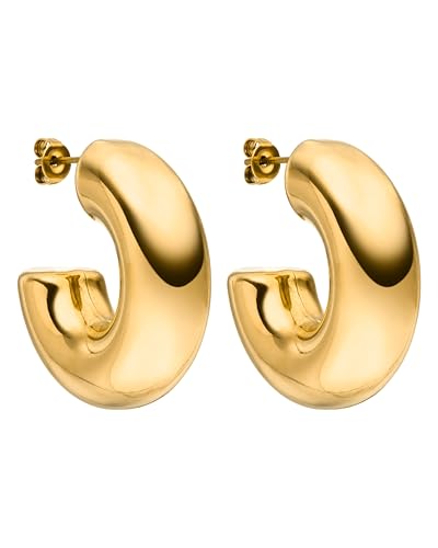 PURELEI® Stellar Glow Creole Ohrringe (Gold) – Damenohrringe aus langlebigem Edelstahl – Wasserfeste Ohrringe Damen – 3,1 cm Durchmesser – Modeschmuck für deinen individuellen Look von Purelei