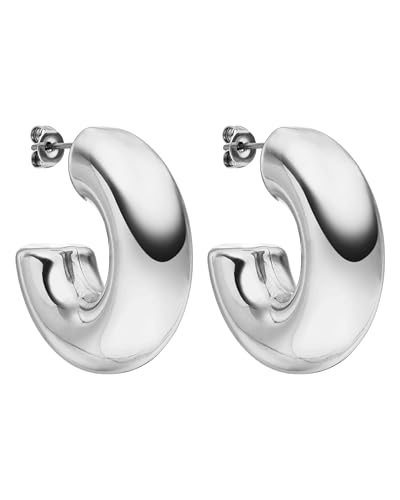 PURELEI® Stellar Glow Creole Ohrringe (Silber) – Damenohrringe aus langlebigem Edelstahl – Wasserfeste Ohrringe Damen – 3,1 cm Durchmesser – Modeschmuck für deinen individuellen Look von Purelei