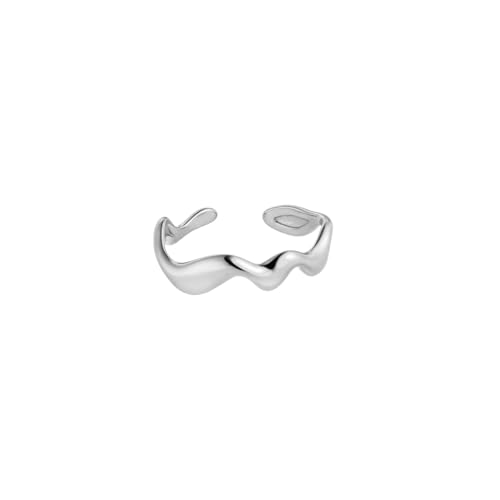 Purelei® Abstract Wave Ring - Fidget – Damenring aus langlebigem Edelstahl – Wasserfeste Ringe – in verstellbarer Größen erhältlich von 52-56 - Damenschmuck (Silver) von Purelei