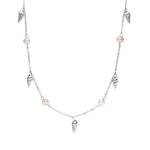 Purelei® Akala Kette – Edler Schmuck mit Muschelanhängern & echten Süßwasserperlen, perfekt kombinierbar (Silver) von Purelei