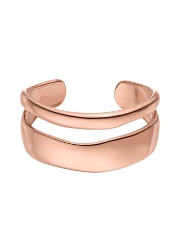 Purelei® Aloha Ring – Verstellbarer Ring mit Doppelband-Design – Edelstahl 18K vergoldet – Harmonisches Schmuckstück – Größe 50–60 – Gold/Silber/Roségold (Rosegold) von Purelei