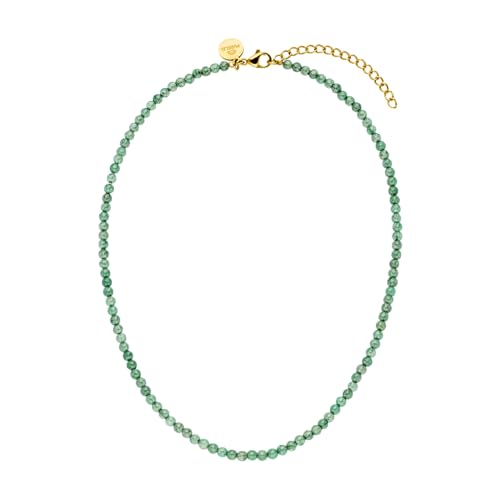 Purelei® Aventurine Kette, Damen Halskette aus langlebigem Edelstahl, Wasserfeste natürliche Aventurineperlenkette, 35-40 cm cm Länge verstellbar (Gold) von Purelei