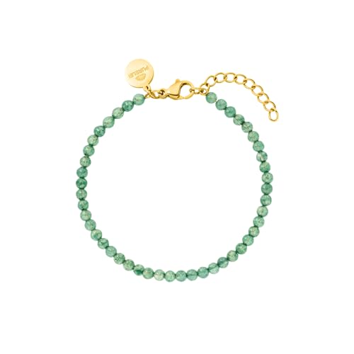 Purelei® Aventurin-Armband, Damenarmband aus langlebigem Edelstahl, wasserfestes Aventurin-Perlenarmband, verstellbare Länge von 16 bis 19 cm (gold) von Purelei