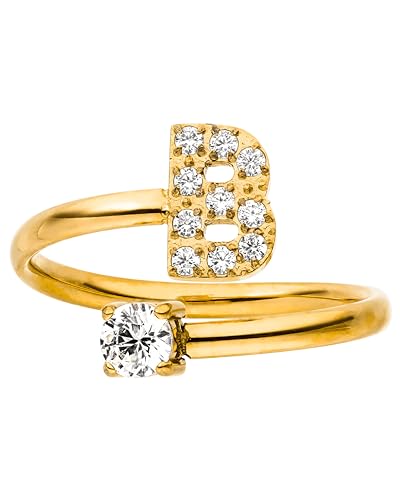 Purelei® Buchstaben Ring B – Damenring aus langlebigem Edelstahl – Wasserfeste Ringe – Verstellbare Ringe von Größe 50 bis 60 – Modeschmuck für deinen individuellen Look von Purelei