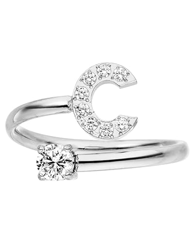 Purelei® Buchstaben Ring C – Damenring aus langlebigem Edelstahl – Wasserfeste Ringe – Verstellbare Ringe von Größe 50 bis 60 – Modeschmuck für deinen individuellen Look von Purelei