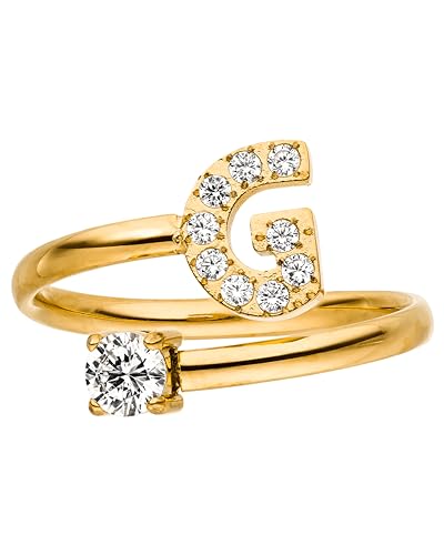Purelei® Buchstaben Ring G – Damenring aus langlebigem Edelstahl – Wasserfeste Ringe – Verstellbare Ringe von Größe 50 bis 60 – Modeschmuck für deinen individuellen Look von Purelei