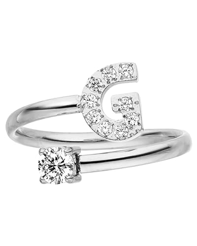 Purelei® Buchstaben Ring G – Damenring aus langlebigem Edelstahl – Wasserfeste Ringe – Verstellbare Ringe von Größe 50 bis 60 – Modeschmuck für deinen individuellen Look von Purelei