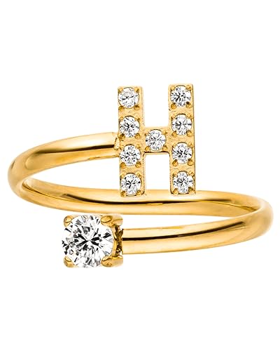 Purelei® Buchstaben Ring H – Damenring aus langlebigem Edelstahl – Wasserfeste Ringe – Verstellbare Ringe von Größe 50 bis 60 – Modeschmuck für deinen individuellen Look von Purelei