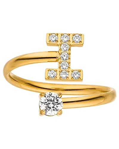 Purelei® Buchstaben Ring I – Damenring aus langlebigem Edelstahl – Wasserfeste Ringe – Verstellbare Ringe von Größe 50 bis 60 – Modeschmuck für deinen individuellen Look von Purelei
