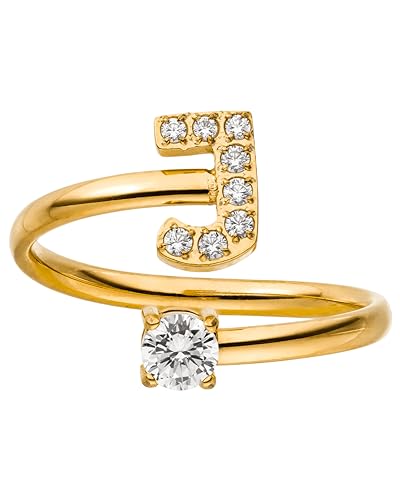 Purelei® Buchstaben Ring J – Damenring aus langlebigem Edelstahl – Wasserfeste Ringe – Verstellbare Ringe von Größe 50 bis 60 – Modeschmuck für deinen individuellen Look von Purelei