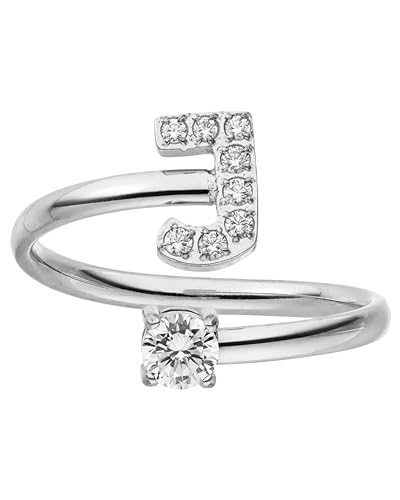 Purelei® Buchstaben Ring J – Damenring aus langlebigem Edelstahl – Wasserfeste Ringe – Verstellbare Ringe von Größe 50 bis 60 – Modeschmuck für deinen individuellen Look von Purelei