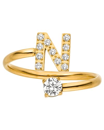 Purelei® Buchstaben Ring N – Damenring aus langlebigem Edelstahl – Wasserfeste Ringe – Verstellbare Ringe von Größe 50 bis 60 – Modeschmuck für deinen individuellen Look von Purelei