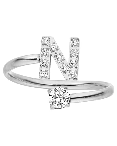 Purelei® Buchstaben Ring N – Damenring aus langlebigem Edelstahl – Wasserfeste Ringe – Verstellbare Ringe von Größe 50 bis 60 – Modeschmuck für deinen individuellen Look von Purelei