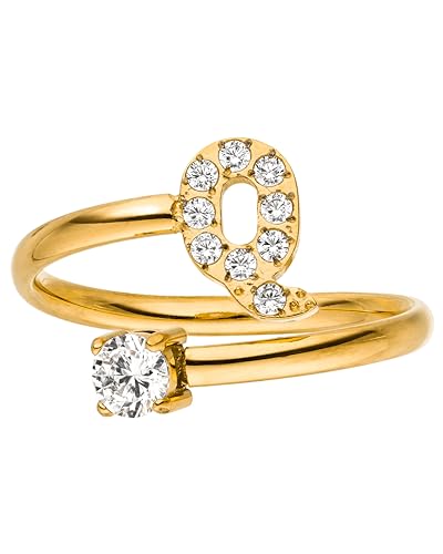 Purelei® Buchstaben Ring Q – Damenring aus langlebigem Edelstahl – Wasserfeste Ringe – Verstellbare Ringe von Größe 50 bis 60 – Modeschmuck für deinen individuellen Look von Purelei