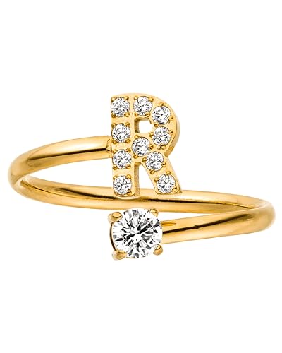 Purelei® Buchstaben Ring R – Damenring aus langlebigem Edelstahl – Wasserfeste Ringe – Verstellbare Ringe von Größe 50 bis 60 – Modeschmuck für deinen individuellen Look von Purelei