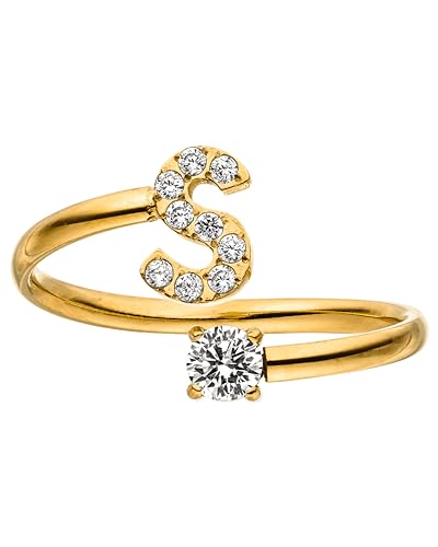 Purelei® Buchstaben Ring S – Damenring aus langlebigem Edelstahl – Wasserfeste Ringe – Verstellbare Ringe von Größe 50 bis 60 – Modeschmuck für deinen individuellen Look von Purelei