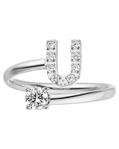 Purelei® Buchstaben Ring U – Damenring aus langlebigem Edelstahl – Wasserfeste Ringe – Verstellbare Ringe von Größe 50 bis 60 – Modeschmuck für deinen individuellen Look von Purelei