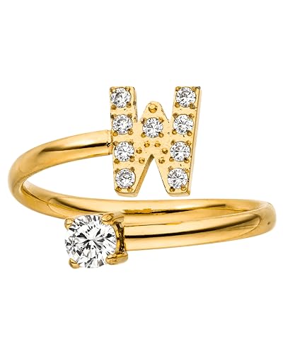 Purelei® Buchstaben Ring W – Damenring aus langlebigem Edelstahl – Wasserfeste Ringe – Verstellbare Ringe von Größe 50 bis 60 – Modeschmuck für deinen individuellen Look von Purelei
