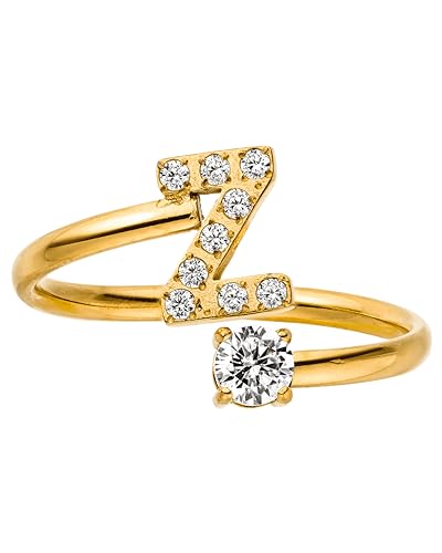 Purelei® Buchstaben Ring Z – Damenring aus langlebigem Edelstahl – Wasserfeste Ringe – Verstellbare Ringe von Größe 50 bis 60 – Modeschmuck für deinen individuellen Look von Purelei