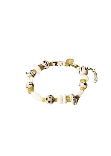Purelei® Coast Armband – Edelstein-Armband mit Perlmutt, Dalmatiner-Jaspis & Serpentin – 17–20 cm – Edelstahl in Gold oder Silber – Verstellbar - Wasserfest (Gold) von Purelei