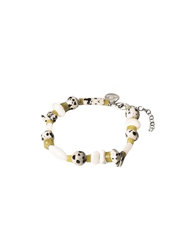 Purelei® Coast Armband – Edelstein-Armband mit Perlmutt, Dalmatiner-Jaspis & Serpentin – 17–20 cm – Edelstahl in Gold oder Silber – Verstellbar - Wasserfest (Silver) von Purelei